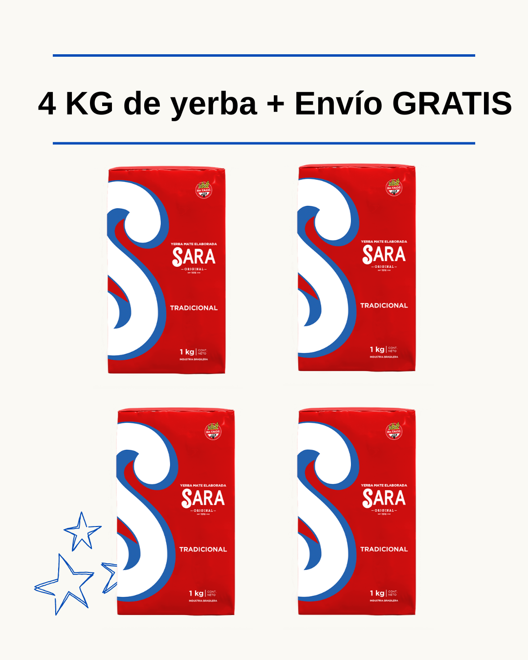 Stock Matero: 4 Kilos de Yerba Sara Tradicional