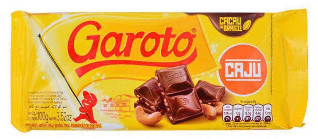Tableta chocolate Garoto. 80 grs