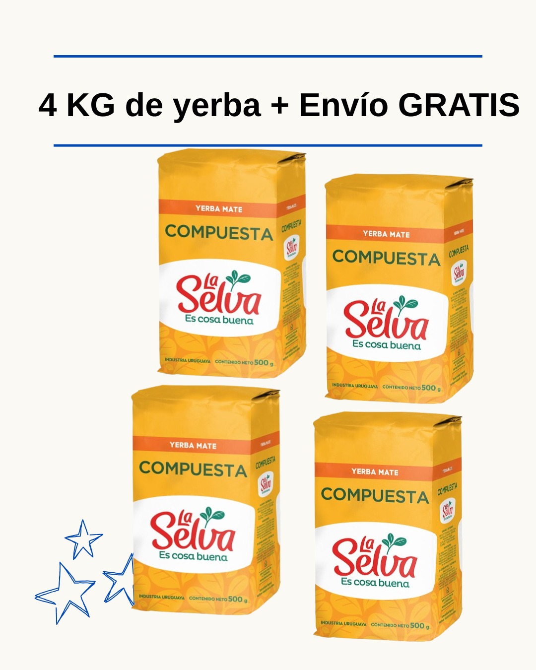 Stock Matero: 4 Kilos de Yerba La Selva Compuesta