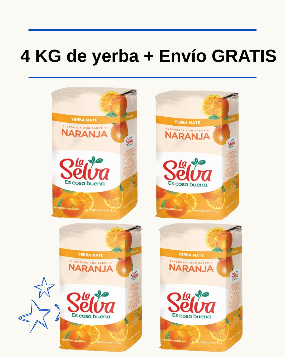 Stock Matero: 4 Kilos de Yerba La Selva Naranja