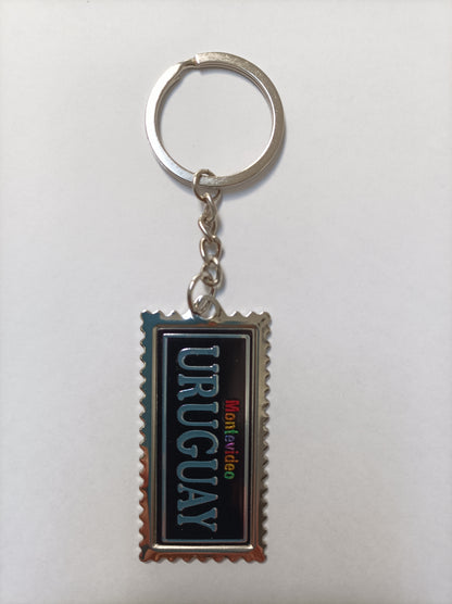 SOUVENIRS - Llavero de Uruguay negro y metal