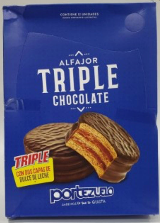 PORTEZUELO - Alfajor triple de chocolate caja X 12