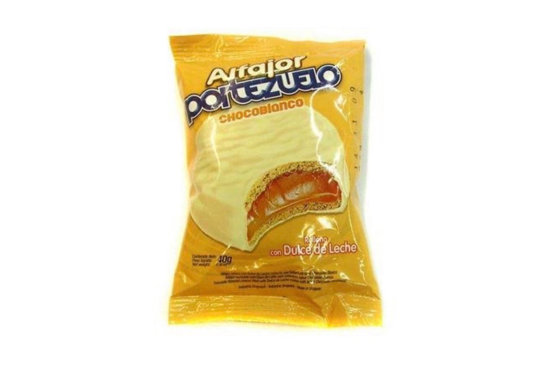 Portezuelo Alfajor ChocoBlanco relleno Dulce de Leche / 40g (Pack of 4)